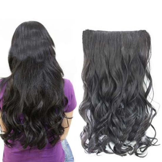 Women Beauty Full Head Clip Curly Hair Extension Wavy Synthetic Wig