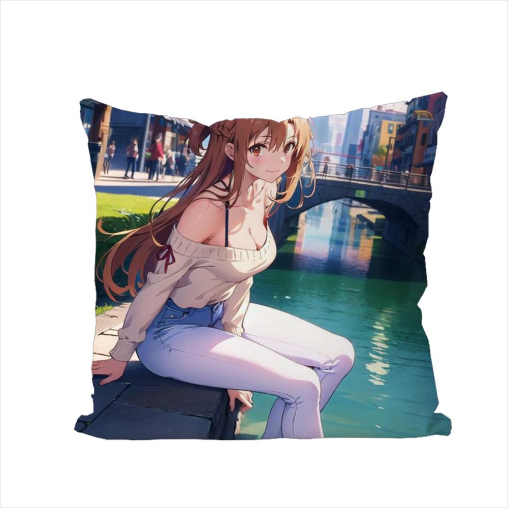 Наволочка Sword Art Online Для Автомобиля Дивана Декоративная Домашняя Двусторонняя Печать Плюшевая Квадратная Подушка-Плед Чехол