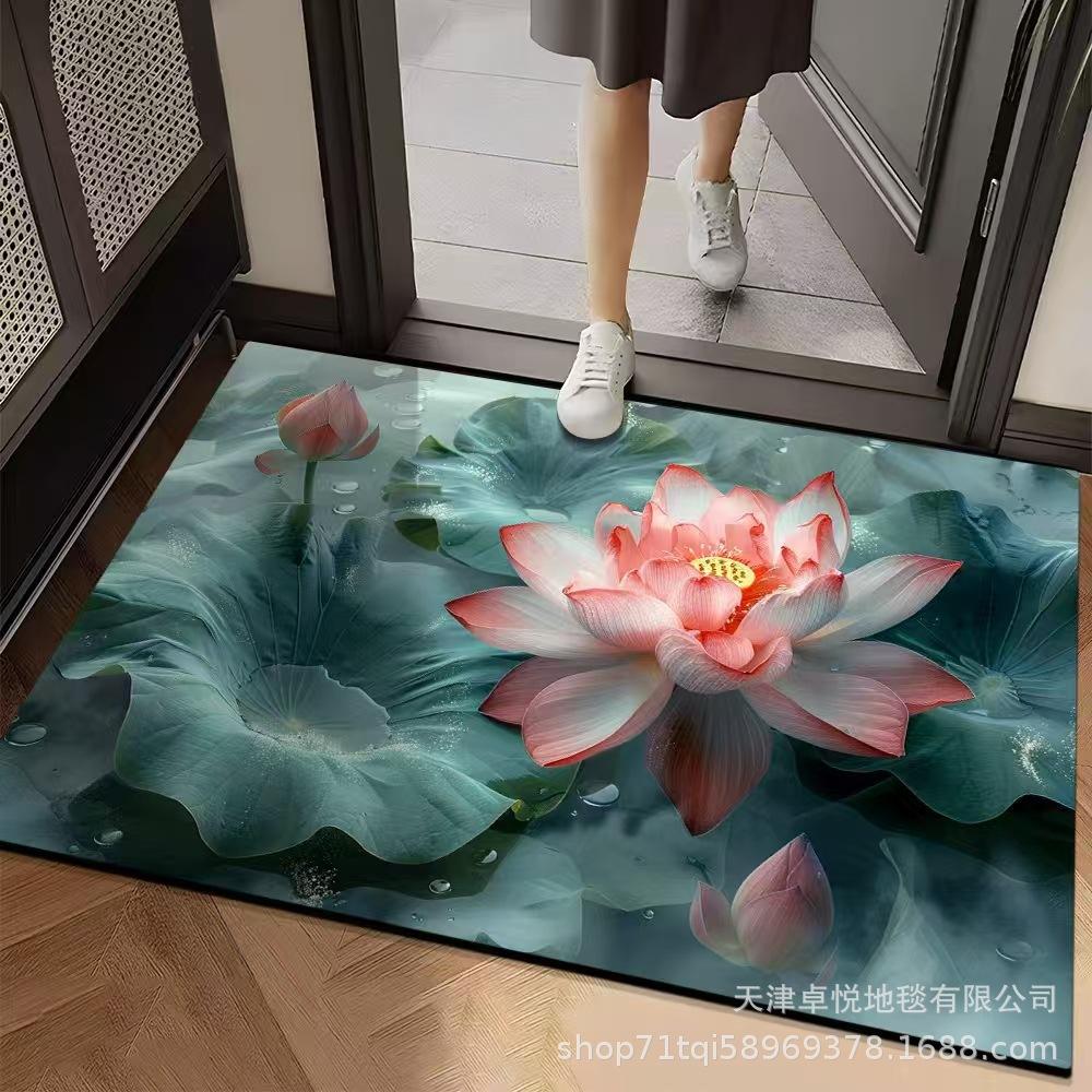 3D Цветочный коврик для пола, коврик для пола в ванной, грязеотталкивающий и нескользящий коврик для пола у входной двери