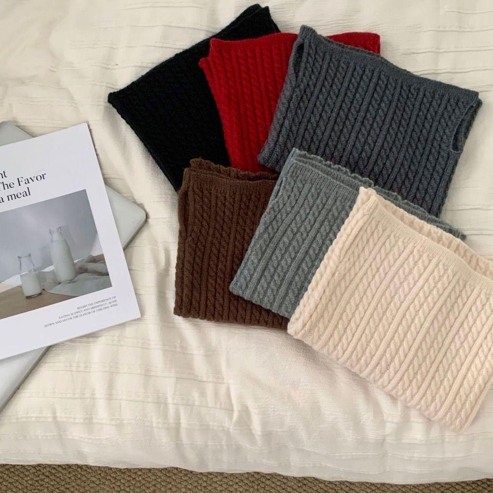 Korean Style Knitted Scarf Solid Color Pullover Wool Bib Retro Turtleneck Fake Collar  Student