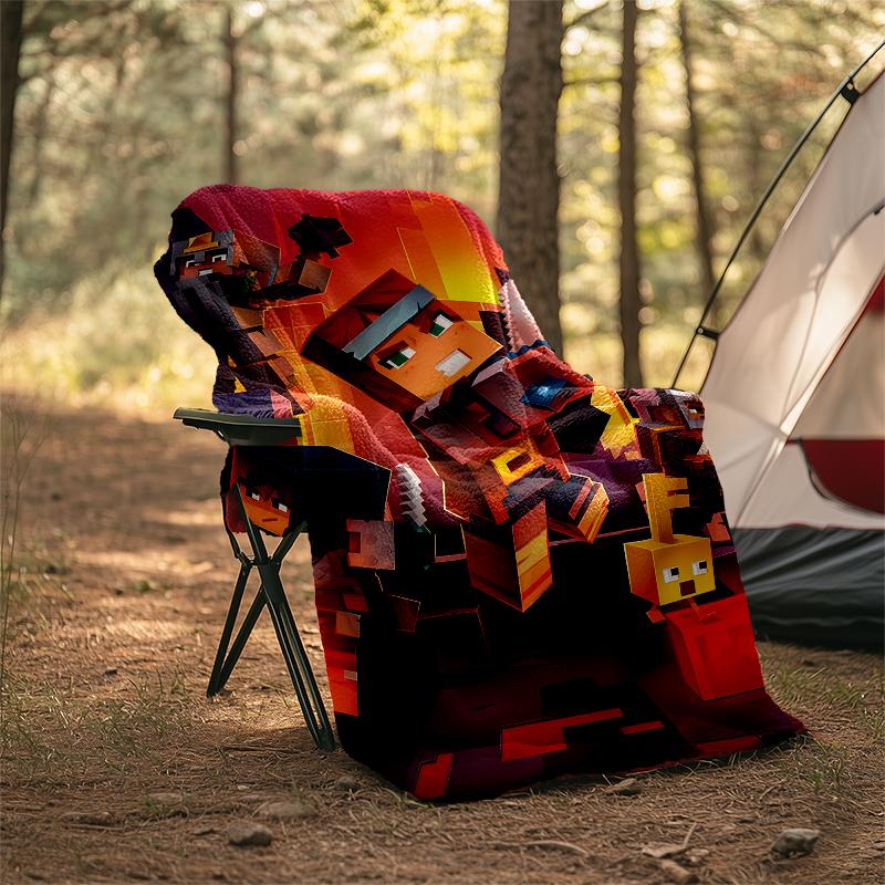 Minecraft Theme Printed Blanket - Perfect for Couch, Bed, Travel & Outdoor Use | Machine Washable, Cozy & Durable.