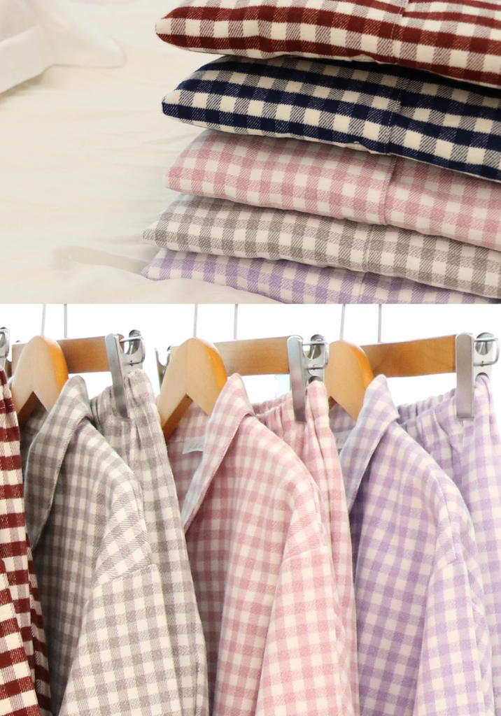 Kaitak Made In Japan by Japanese Cotton Blanket Shirt Long Check L Pink Check Family Craftsmen, Women's Pajamas, Sleeve, 100% Cotton, Pattern,