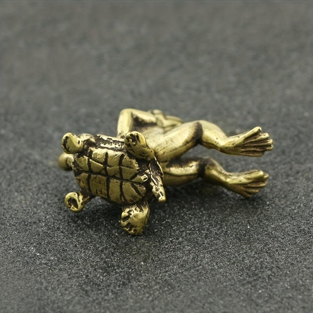 Retro Brass Turtle Frog Micro-carved Tea Pet Collection Ornaments Home Decoration Room Desktop Crafts Model
