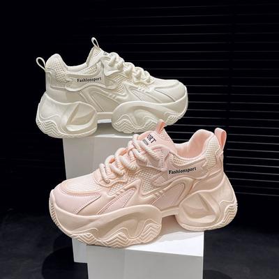 Спортивные кроссовки на толстой подошве 2024 года, новые женские полые дышащие кроссовки для бега, модная внутренняя увеличивающая рост повседневная обувь