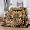 Nine Candles Menorah Embedded Star David Gradient Burgundy Soft Flannel Throw Blanket Jewish Hanukkah Religious Sofa Bed Warm Decor Cover