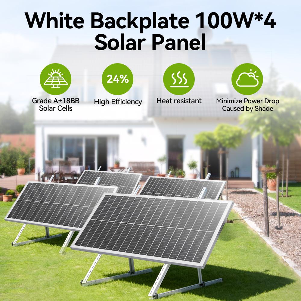Rvpozwer 400W/200W/100W 12.8V 18BB N-Type Monocrystalline Solar Panel High Efficiency Cells Waterproof for Garden Roof Off-Grid