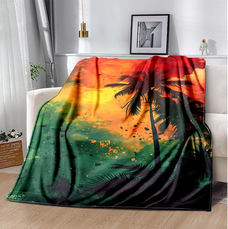 Reggae Flannel Blanket Soft Warm All-Season Throw, Design for Camping, Car Travel, Hiking Sofa, Bed, Office Perfect Gift for Parties