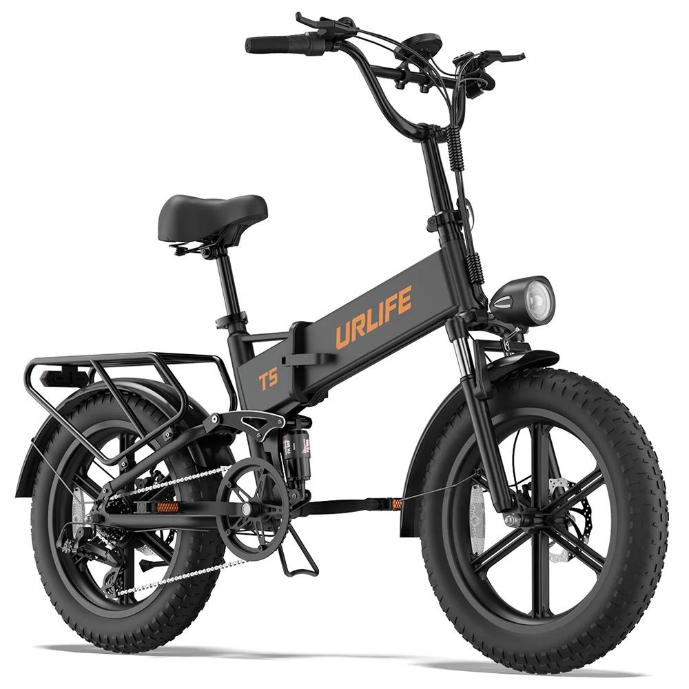 Urlife T5 Foldable Electric Bicycle 20" Fat Tire 750W Motor Fully Suspended Adult Electric Bike 48V 13Ah Dual Disc Brakes 7 Speed Max Load 120Kg