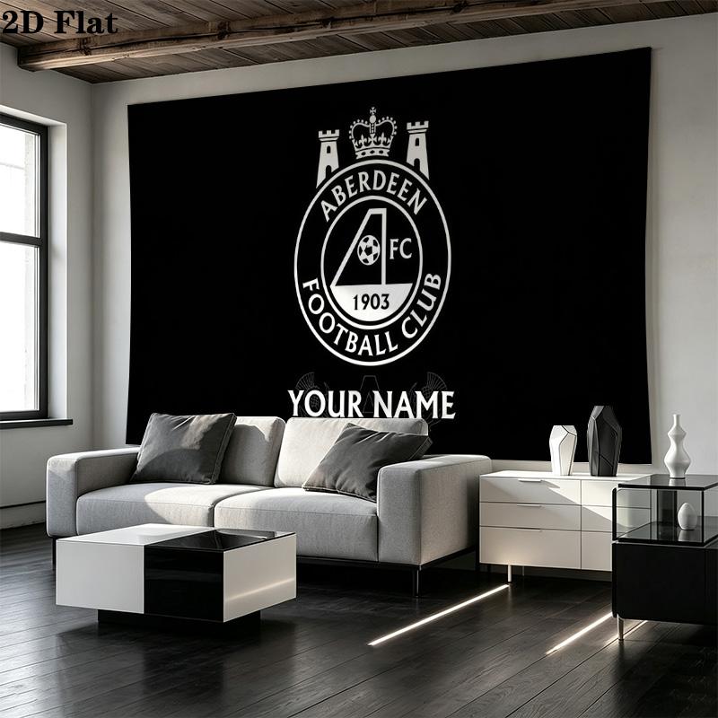 Custom Name Aberdeen Football Club Printed Tapestry – Wall Hanging for Bedrooms, Dorms, and Home Decor