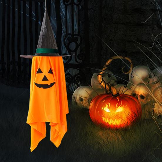 Yousheng Хэллоуин Подвесное Украшение Тыква-Призрак 40 Дюймов Большая Оранжевая Тыква с Колпаком Волшебника для Украшения Сада на Открытом Воздухе