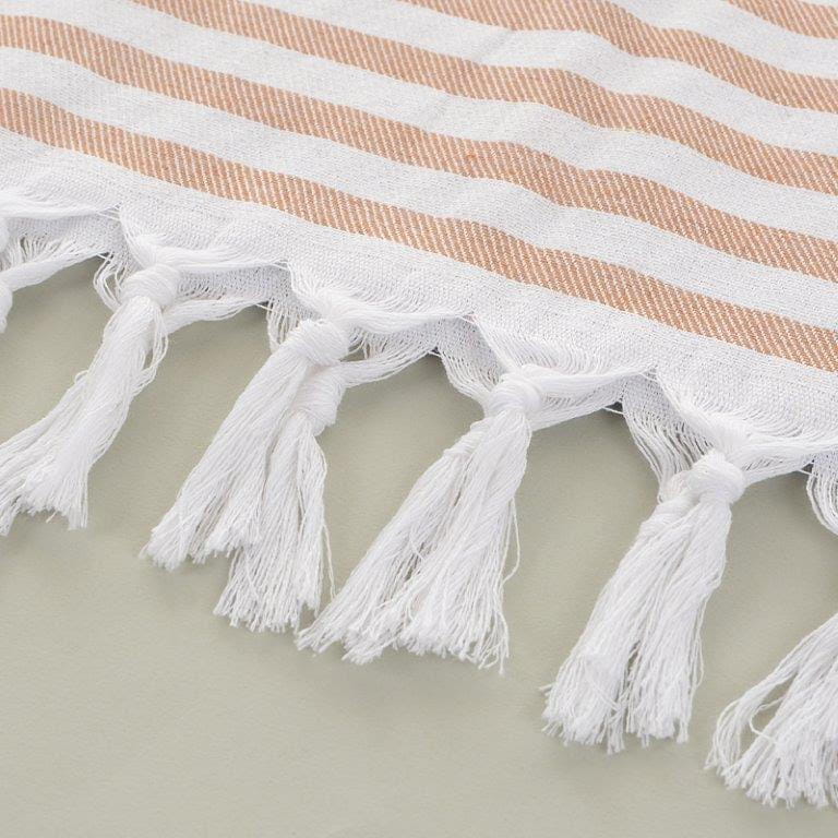 Boho Beach Towel With Fringes 90X180 White/Blue