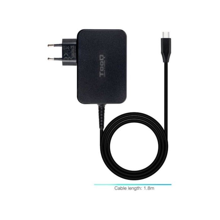 Зарядное устройство для ноутбука - Tooq - Gan USB-C Pd3.0 90 Вт - Черный - 1 кабель 0,8 метра - Совместимо с MAC