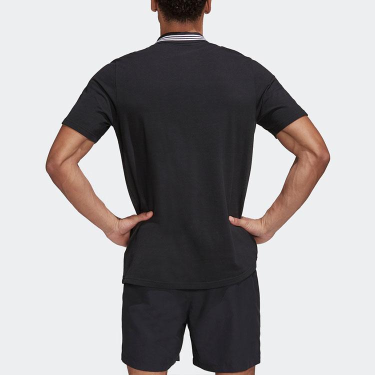 Adidas Мужская рубашка поло с воротником с принтом и короткими рукавами, черные HB6015