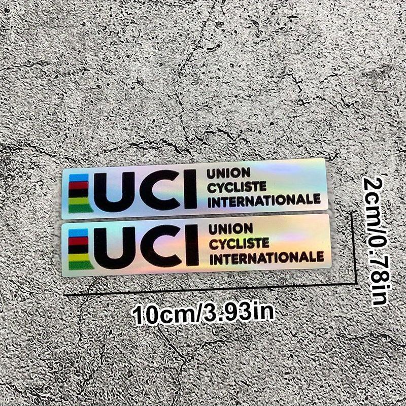 2 шт. Сертифицированная UCI Лазерная Вырезка Наклейка на Подседельный Штырь Велосипеда, УФ Градиент Радужный Водонепроницаемая Устойчивая к Царапинам Виниловая Наклейка