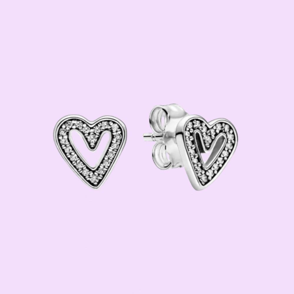 Стерлинговая серьга-пусета в форме сердца для женщин, подарки на день рождения, ювелирные изделия, с тканевым мешочком