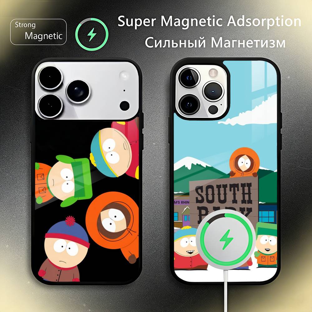 S-South P-Park Cartoon Phone Case For iPhone17,16,15,14,13,12,11 Plus,Pro Max, New Magnetic Wireless Charging