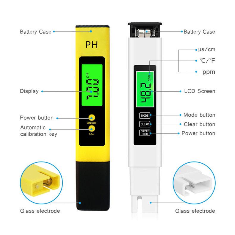 2 шт. TDS-метр цифровой тестер воды цифровой 0,0-14,0 pH-метр тестер 0-9990ppm TDS & EC ЖК-дисплей чистоты воды PPM аквариумный фильтр