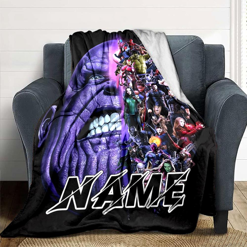 Custom Name "Avengers vs Thanos: Epic Battle" blanket for Couch & Bed, Plush Cozy Fuzzy Blanket Super Soft & Warm Blankets for Fall and Winter. 090817
