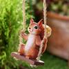 Resin Swinging Squirrel Statue Weatherproof Squirrel Figurine Cute Squirrel on Swing  Yard