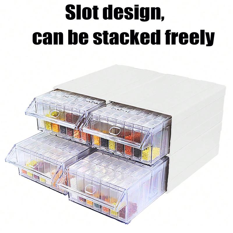 1 Box of Diamond Painting Storage Container, Diamond Painting Storage Box Diamond Mosaic Box Drawer Contains 35 Squares, with Funnel, Stickers