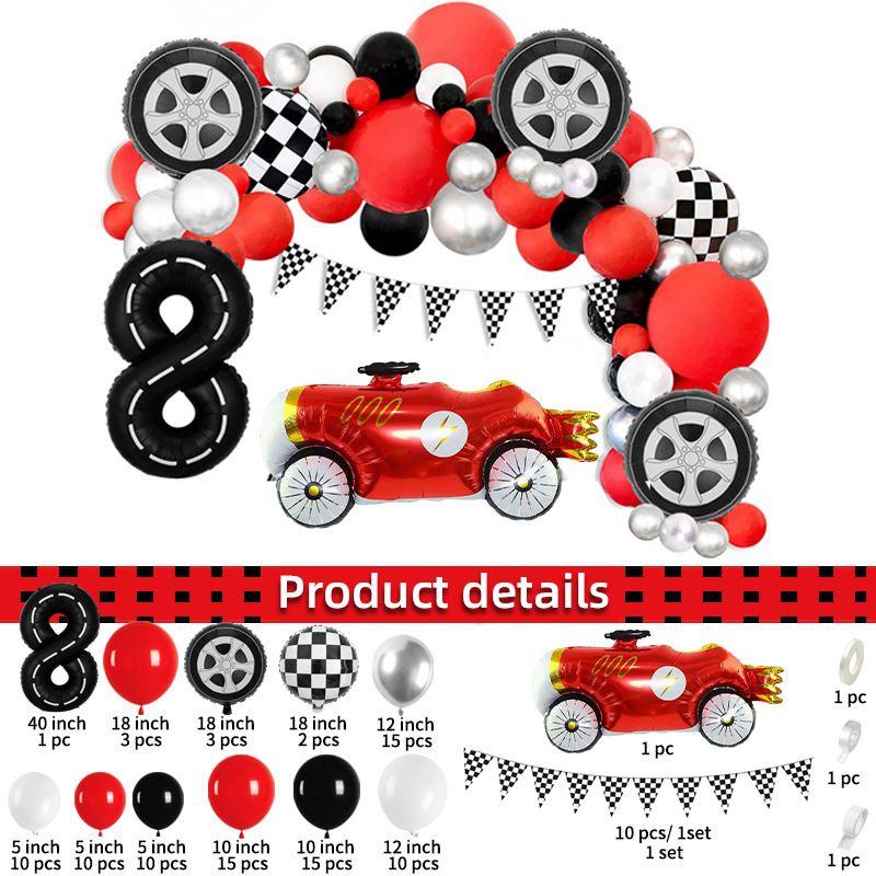 Цифровой набор шаров на гоночную тематику, Шары в виде черно-белых клетчатых автомобильных шин, Украшение для дня рождения