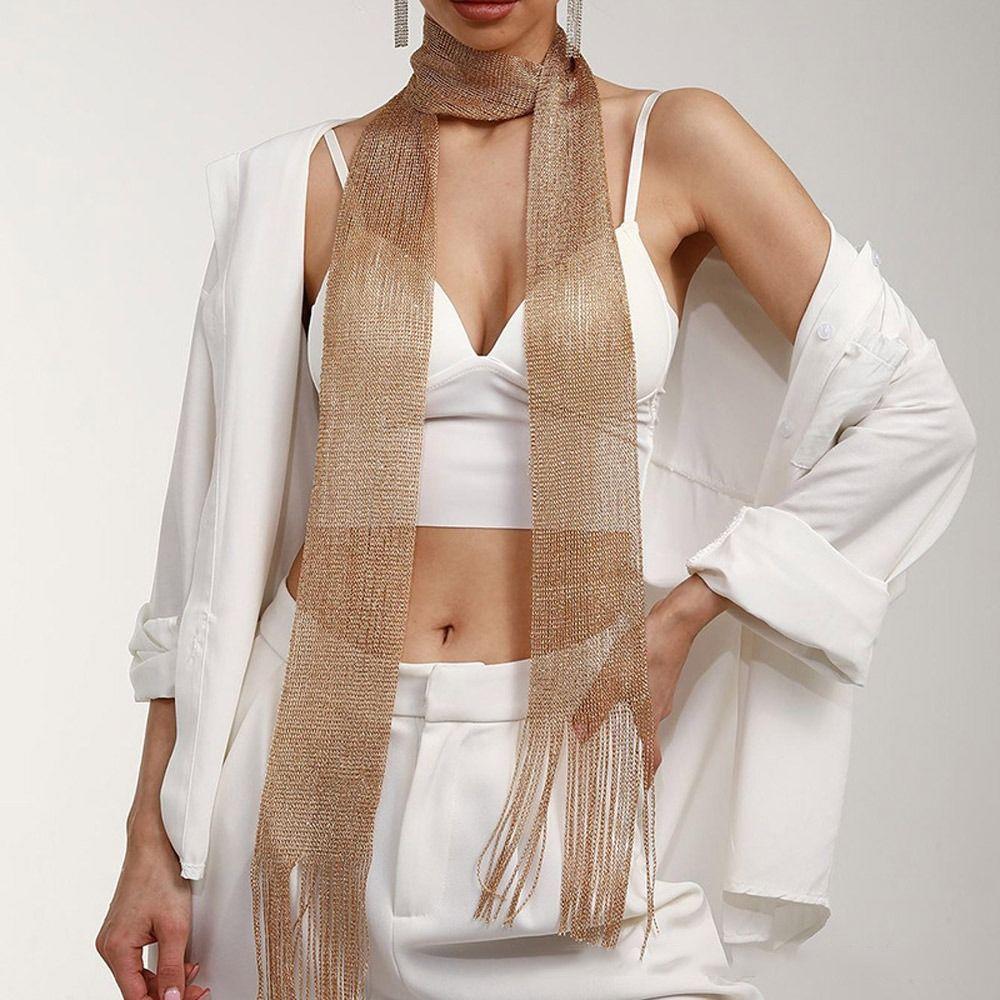 Nightclub Sunscreen Shawl Bright Silk Evening Dress Scarf Fashion Shiny Necklace