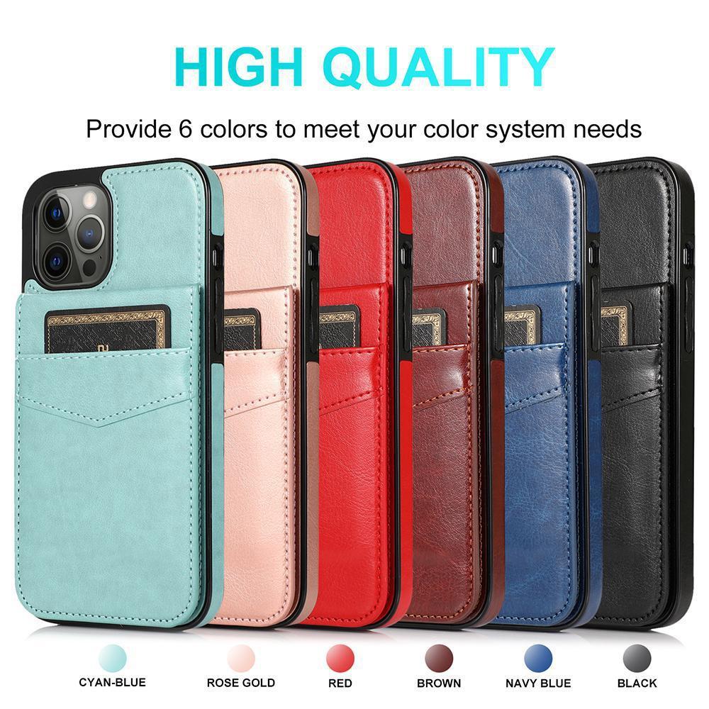 Dual Layer Wallet Card Slot Flip Magnetic Leather Case for iPhone 15 14 13 12 Pro Max Xs Max Xr 8 / Samsung S23 S22 S21 Ultra Plus A14 A13 A54 A53 A52