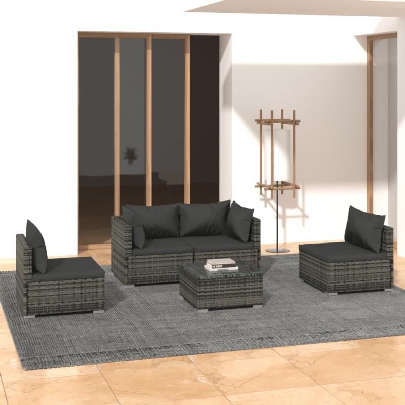 Day and Night - Day and Night 5-piece Garden Furniture Set and Gray Synthetic Rattan Cushions