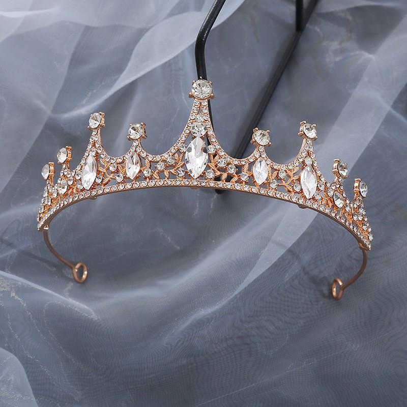 Bridal Crown Metal Rhinestone Crown Princess Birthday Party Headband Dinner Dress Updo Hair Accessory