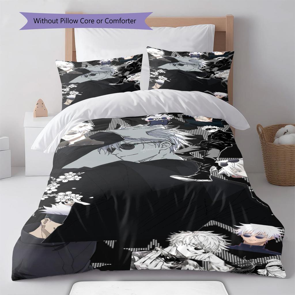 Jujutsu Kaisen Bedding Set Duvet Cover Polyester Comforter Cover Pillowcase Twin Full Queen Soft Zipper -QJY