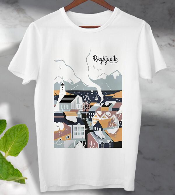 Reykjavik Iceland Travel Poster T Shirt Mens Womens Tees Top Unisex Ladies Top Gift T Shirt Mens Womens Tees Top