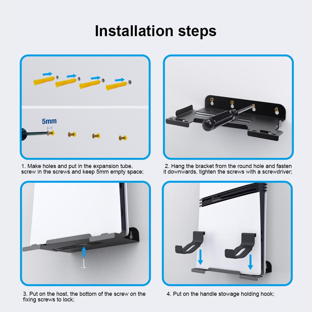 Настенная подставка с держателем для контроллера, универсальный настенный кронштейн, экономящий место, консольный док-консольный кронштейн для PS5 Pro/PS5 Slim