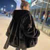 Korean Imitation Rex Rabbit Fur Coats Female Winter Warm Long Thickened Hooded Lamb Wool Cashmere Coat