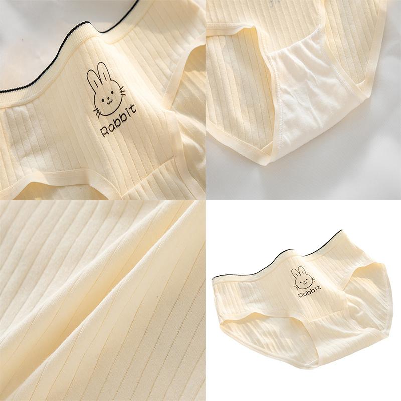 Fashion Women's Mid Waist Vertical Striped Cotton Panties Simple Comfortable Briefs Wearable Underwear