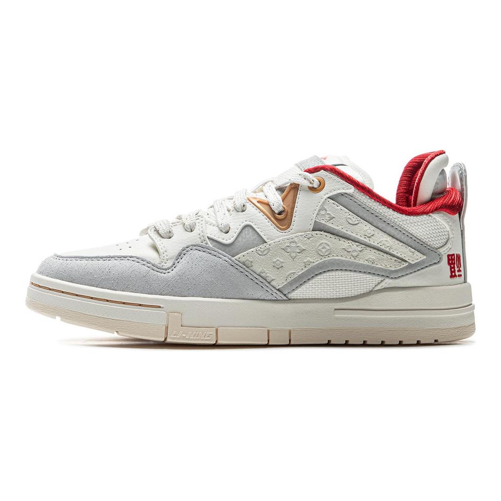 Li Ning Wave PRO Скользкие Устойчивые Амортизирующие Износостойкие Низкие Скейтбордические Кроссовки Женские Белый Серый Красный AEPV022-3