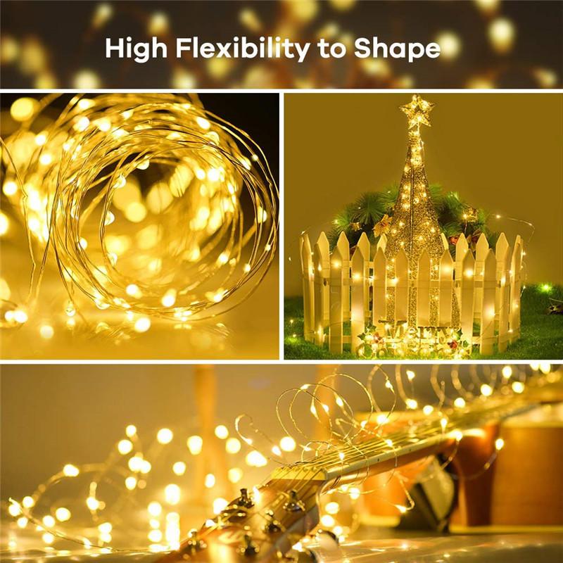 Solar Lights String LED Coppwer Wire Fairy Outdoor Garden Solar Lamps Patio Camping Garden Party Christmas Tree Decoration Lamps