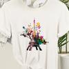 Colorful Floral Eiffel Tower T Shirt Paris Travel France Vacation Europe Trip Casual For Adults Kids Vintage