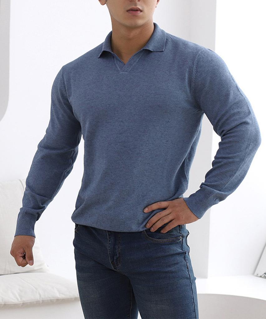 Bestfit Мягкий Облегающий Мускулистый Крой Открытый Воротник Длинный Рукав Трикотажный (Тип Б)