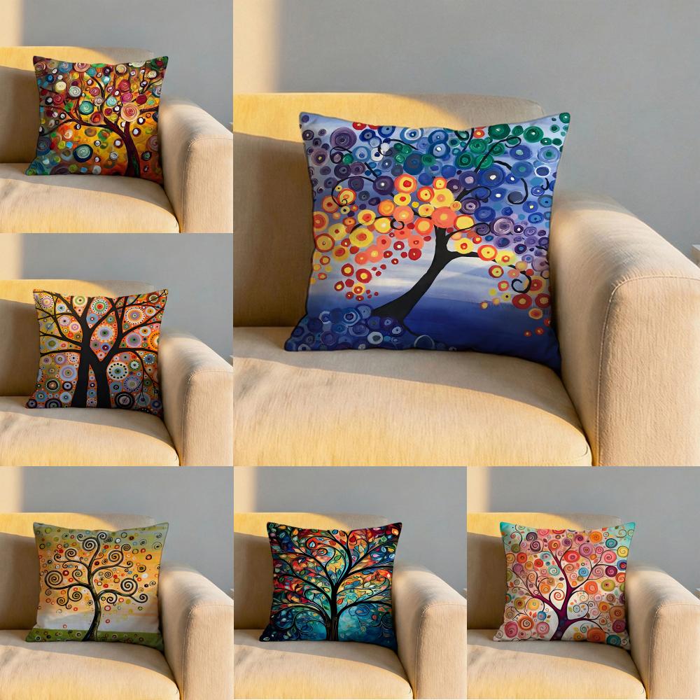 Colored Tree Cushion Cover Soft Reversible Durable Pillow Cover MultiScene Use for Home Car Daily Comfort