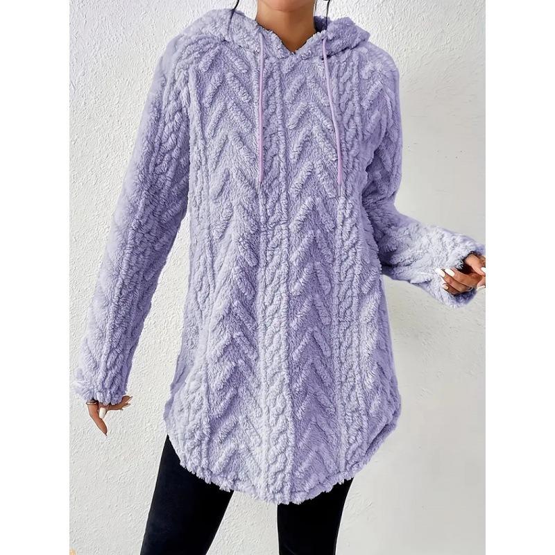 Women S Solid Color Hooded Long Sleeve Slim Fit Drawstring Sweatshirt