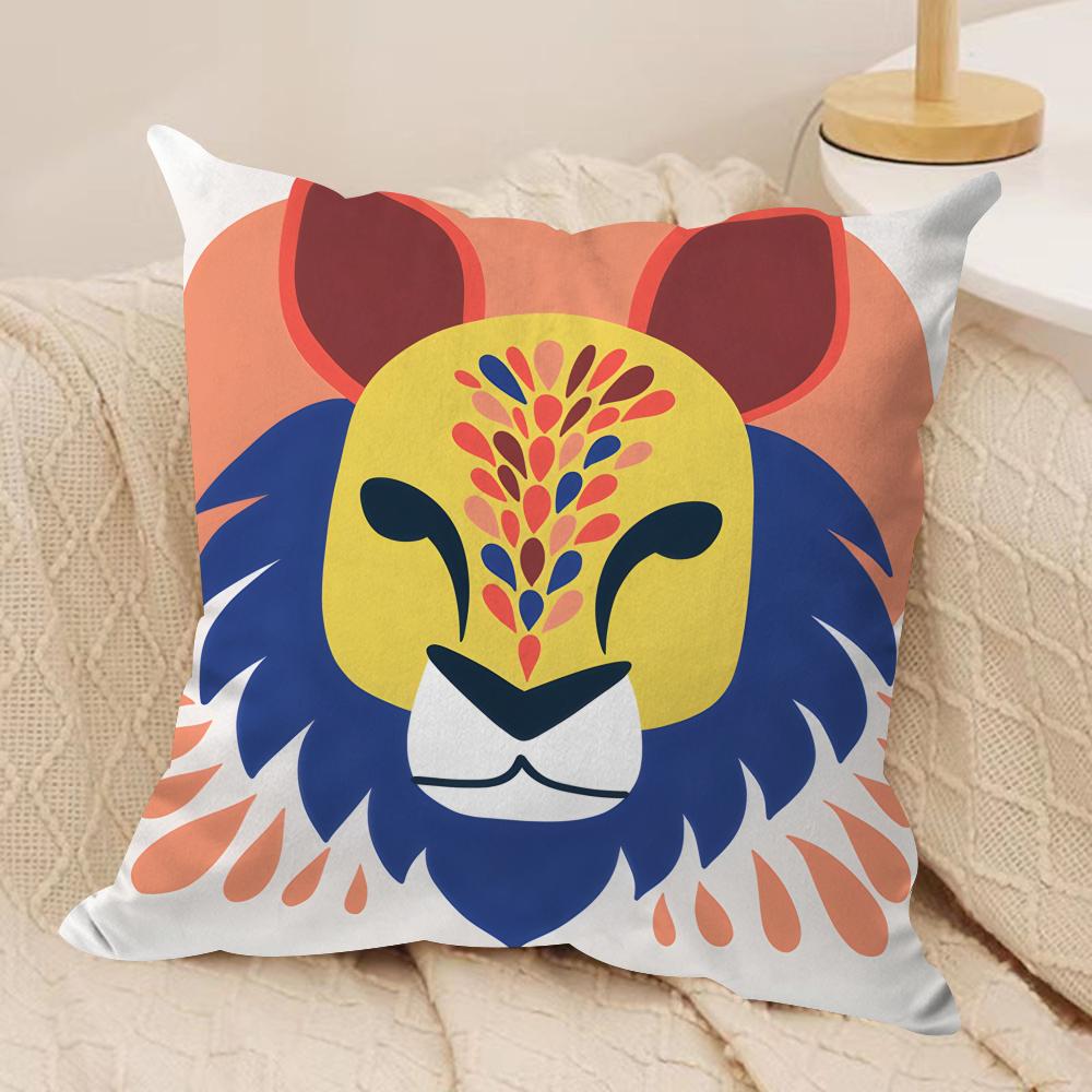 Abstract floral animal fashion Cushion Cover Silky Short Plush Invisible Zipper Dustproof Sofa Pillow Case for Home Decor