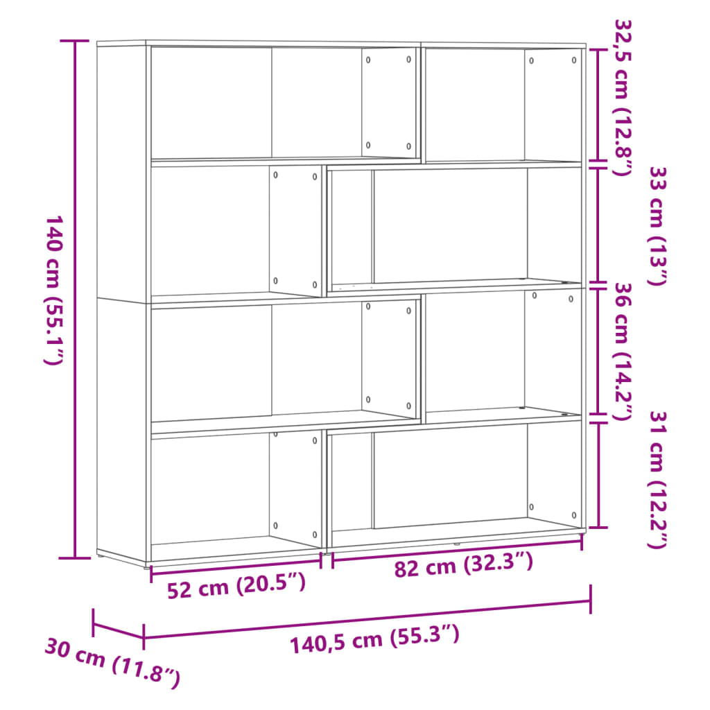Corner Bookshelf 4 Tier Artisan Oak Finish 85 x 85 x 140 cm Particleboard