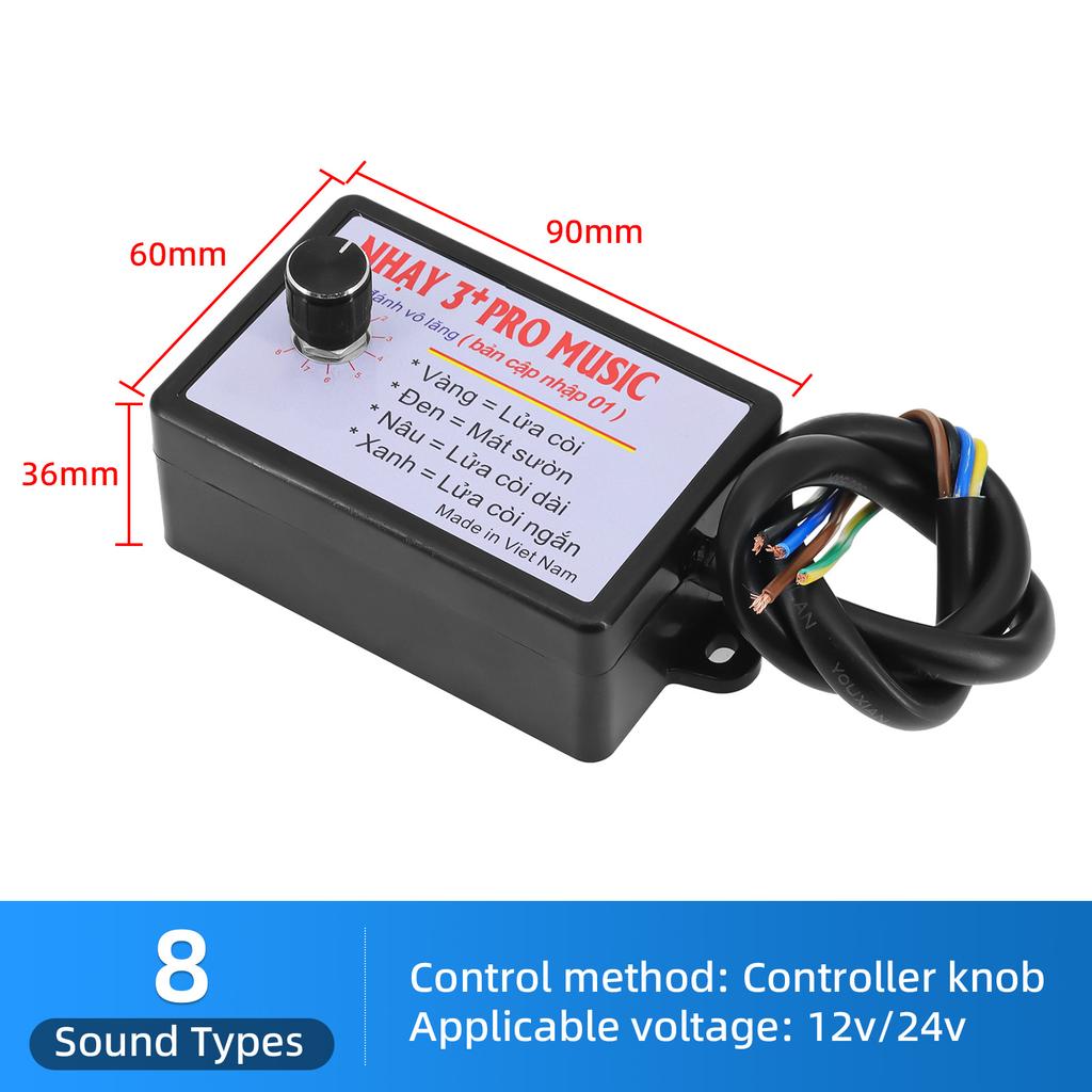 Universal Car Electronic Horn Controller 8 Sounds - 16 Sounds Musical 12V Controller Regulator for Car Boat Truck Marine Horn