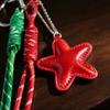Red Star Christmas Bag Charm Cute Santa Reindeer Pendant Lovely Crochet Keychain  Holiday