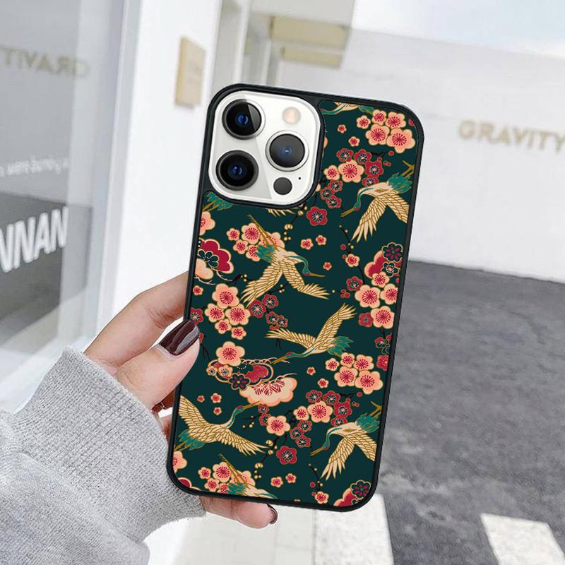 Чехол для телефона с изображением карпов, волн, журавлей и парчи для iPhone 17 Air 15 16 Чехол 11 13 14 Pro Max 12 Plus Max Fundas