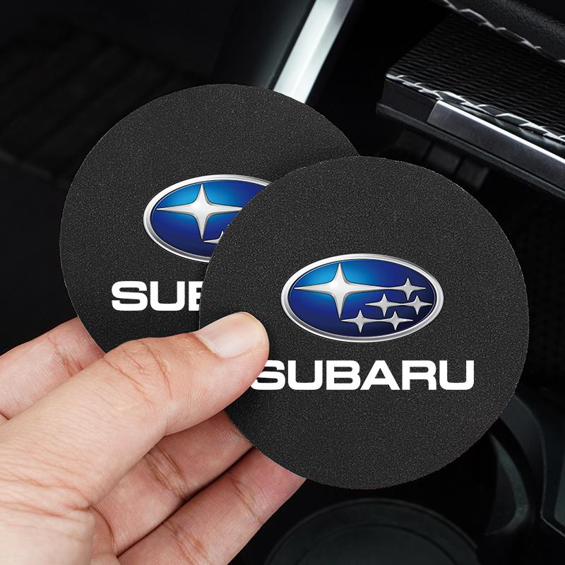 2Pcs Car Anti Slip Mat Coaster Water Cup Slot For Subaru Outback Ascent Levorg Smart Forester Impreza Tribeca Legacy STI Mpreza