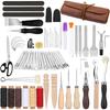 Samcos Leathercraft Leather Tool Set with Custom Storage Includes Leather Waxed Rimming Diamond Edge for Hand Leathercraft Kit, Bag, Awl, Knife,