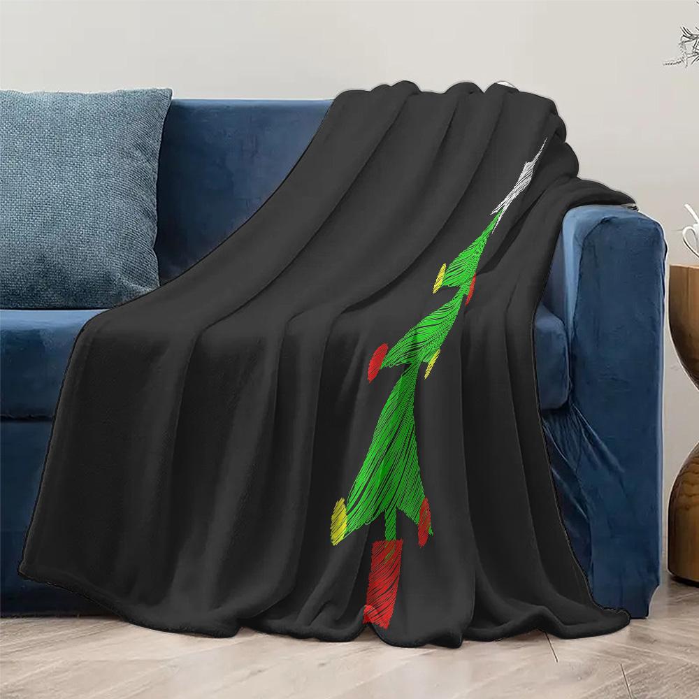 Tuniu Plush Cozy Throw Blanket with Christmas Tree Pattern for Living Room Bedroom Sofa Bed Decoration