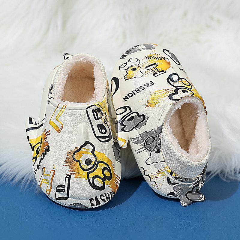 Зимние детские тапочки большого размера на толстой подошве, теплые, хлопковые, для дома, для улицы и дома, хлопковые тапочки 24-35