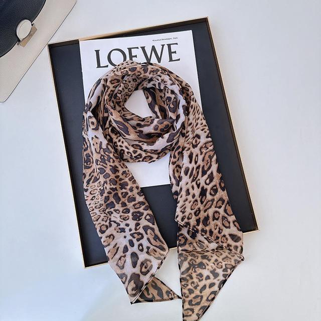 New polka dot long silk scarf women's versatile high-end thin scarf tied bag headband large beveled angle outer decoration